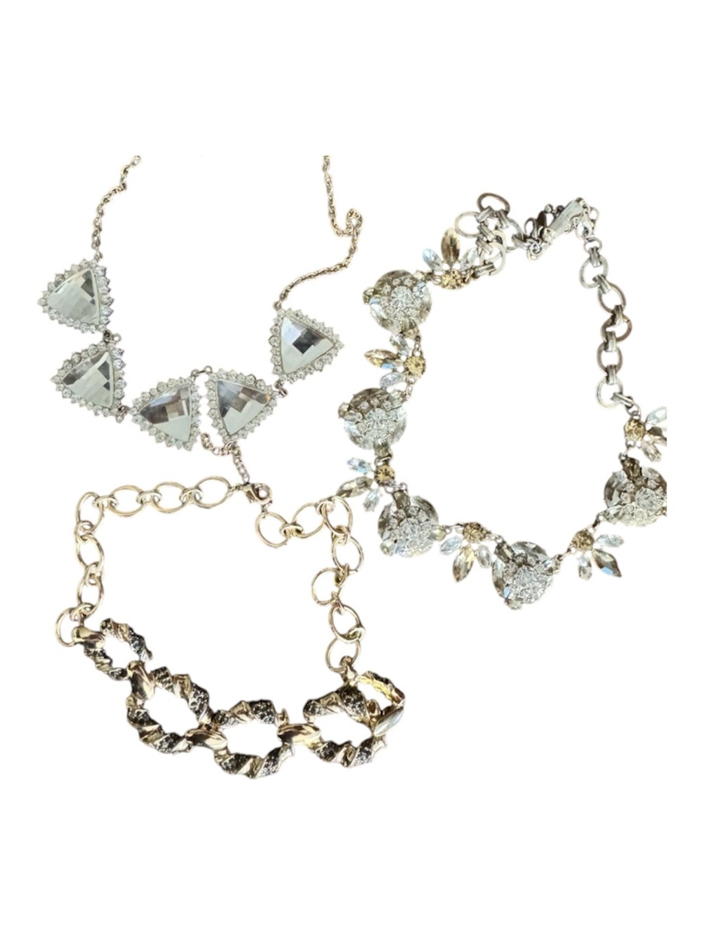 Mob Wife Necklace Jewelry Bundle Rhinestone Collar Bib Chunky Gold Chain